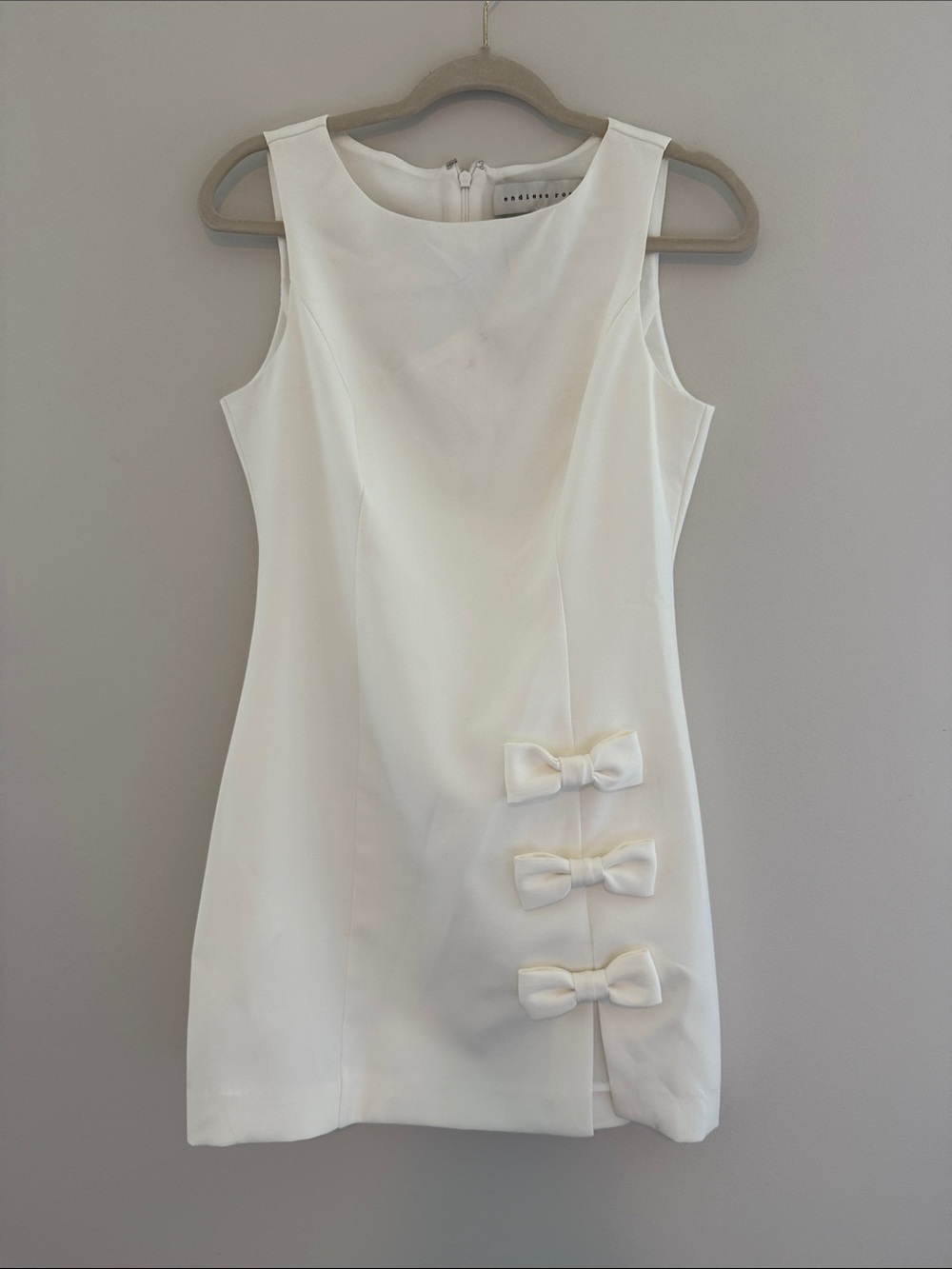Endless Rose White Bow-Accent Mini Dress